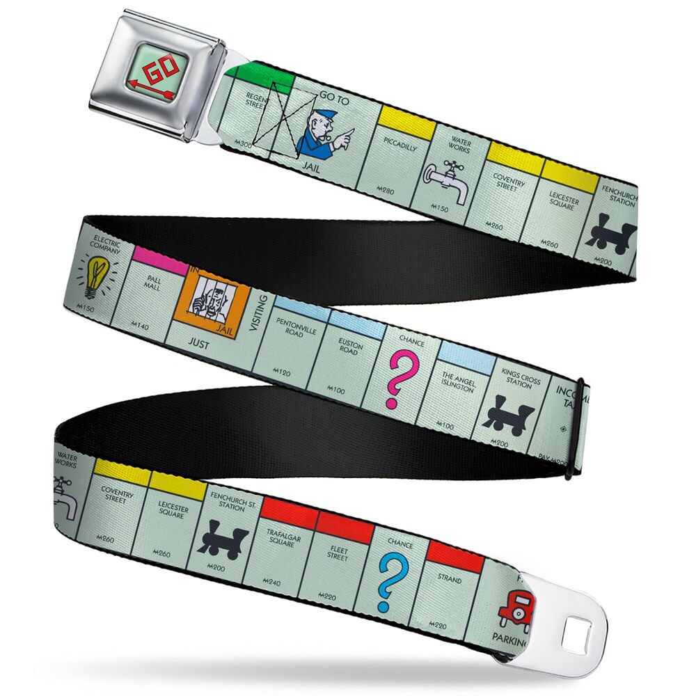 4091 Hasbro Belt, Seatbelt Buckle Belt, Monopoly British UK Game Board